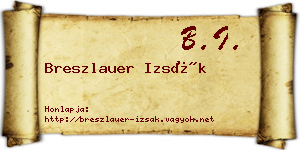 Breszlauer Izsák névjegykártya